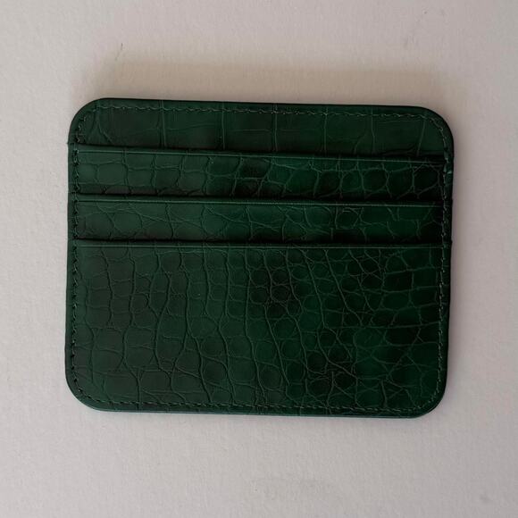green vintage crocodile print both sided card holder - Picture 7 of 12